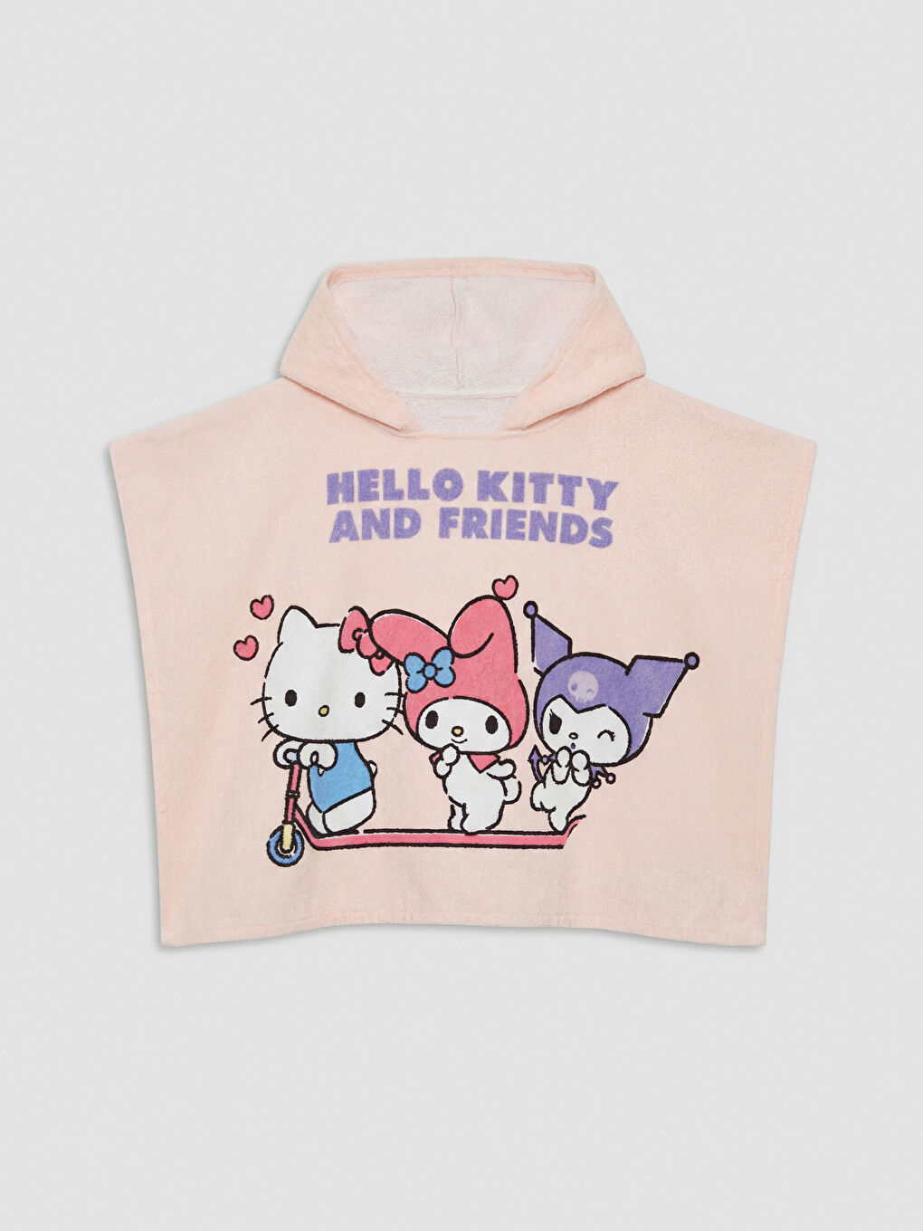 Pembe Hello Kitty Baskılı Kız Çocuk Panço Havlu-1