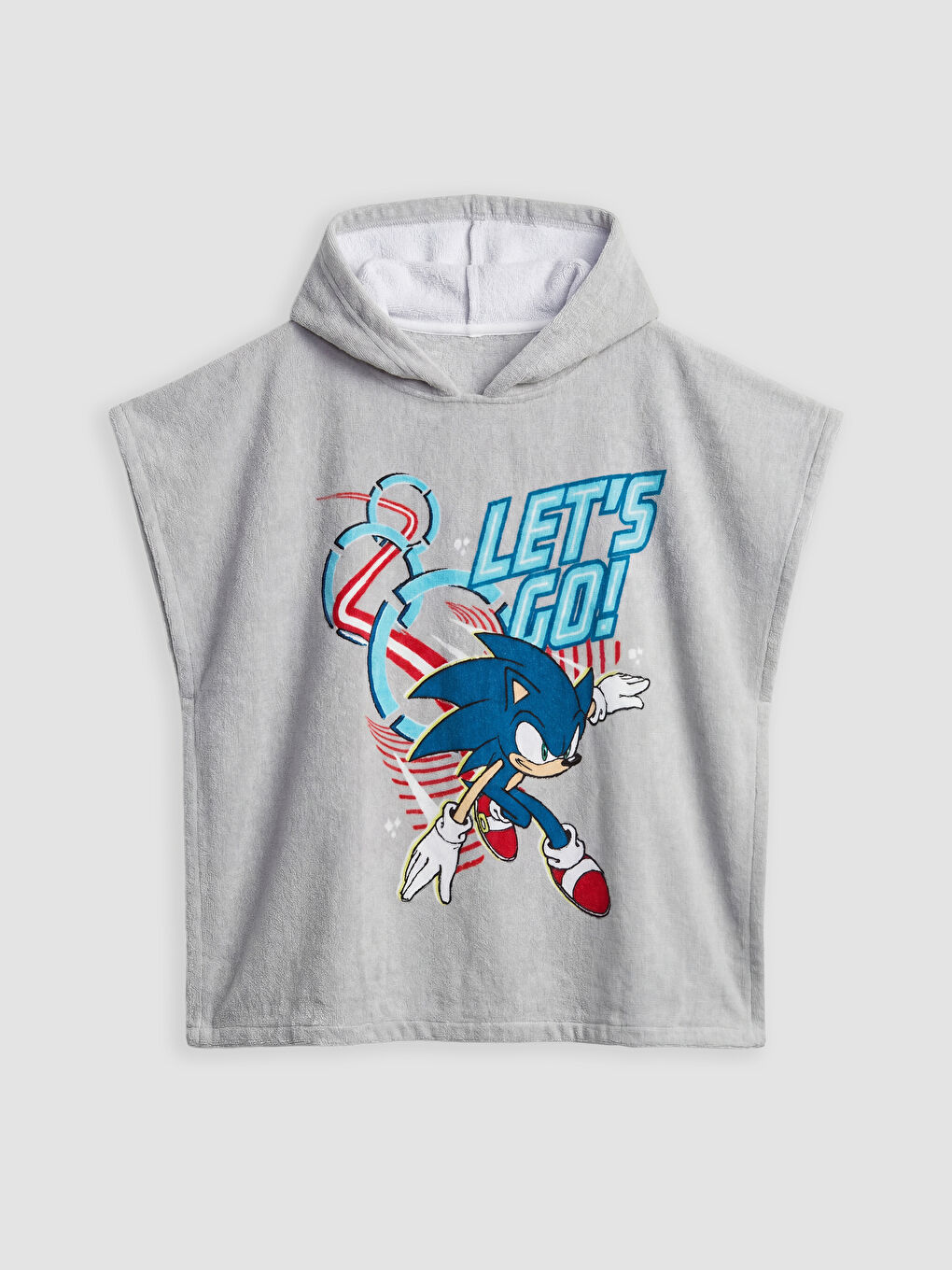 Gri Sonic Baskılı Erkek Çocuk Panço Havlu