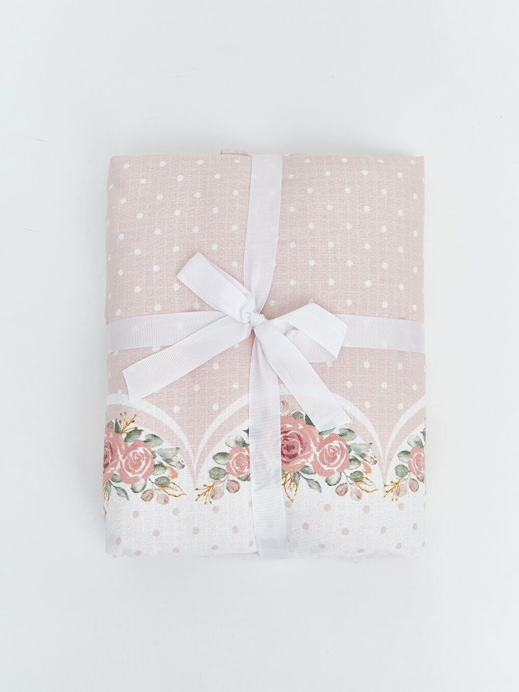 Pembe Çiçek Desenli Pamuklu Çift Kişilik Pike Seti-1