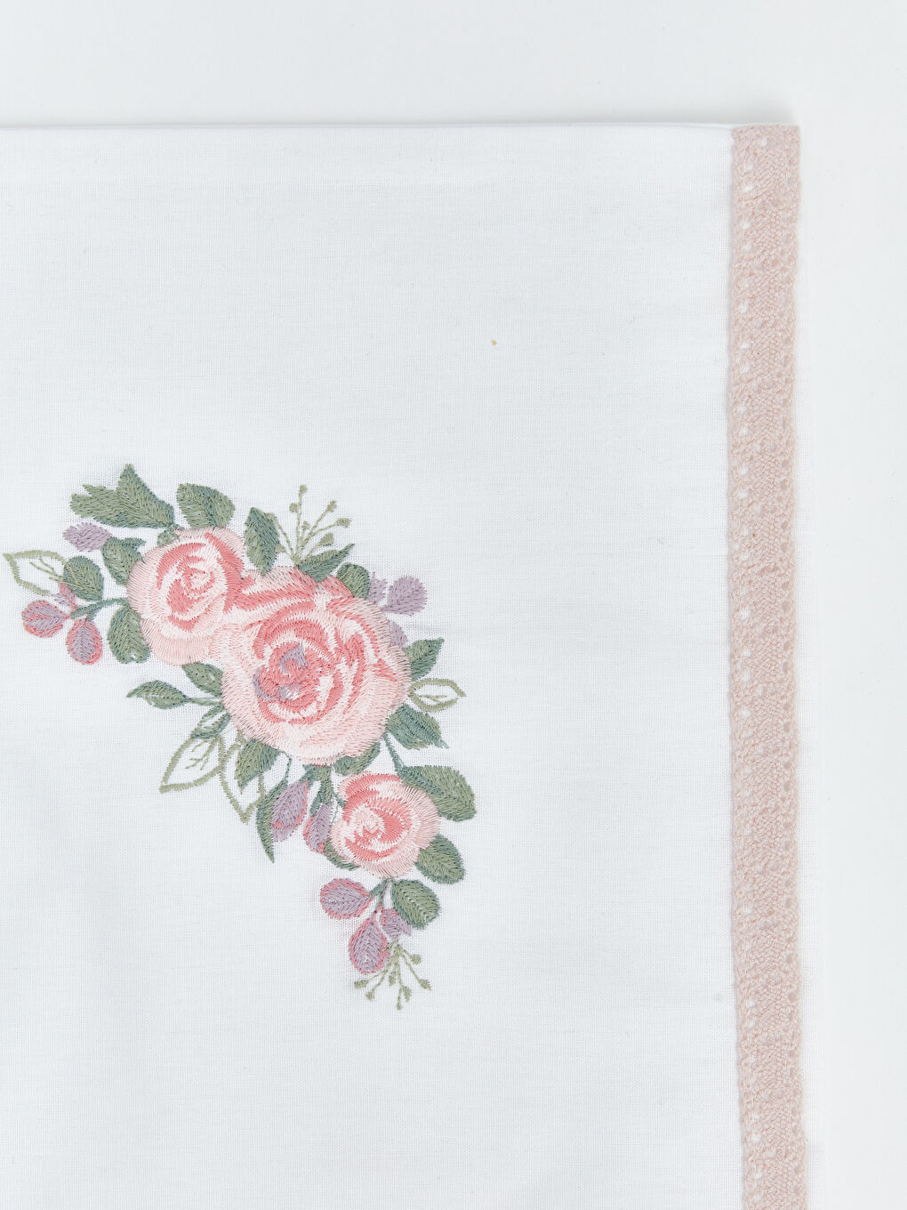 Pembe Çiçek Desenli Pamuklu Çift Kişilik Pike Seti-5