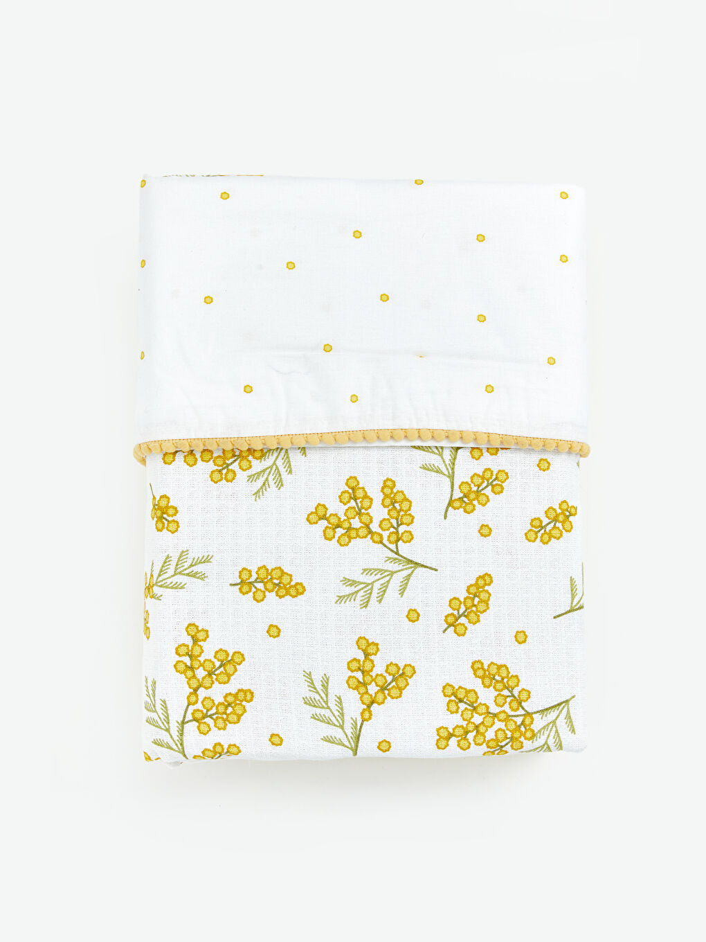 Sarı Çiçekli Pamuklu Çift Kişilik Pike Takımı-5