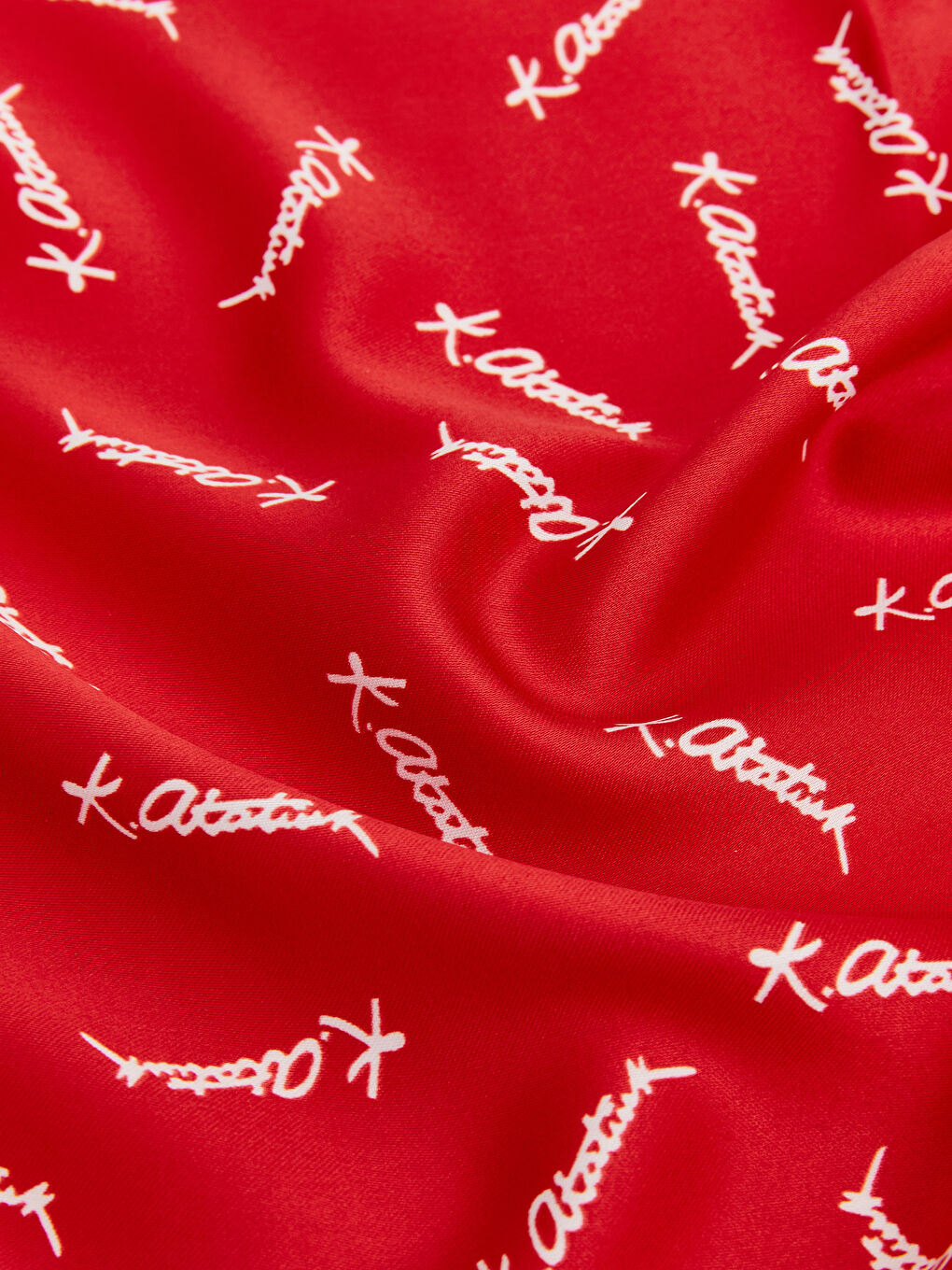 Kırmızı Atatürk Baskılı Kız Çocuk Fular-2