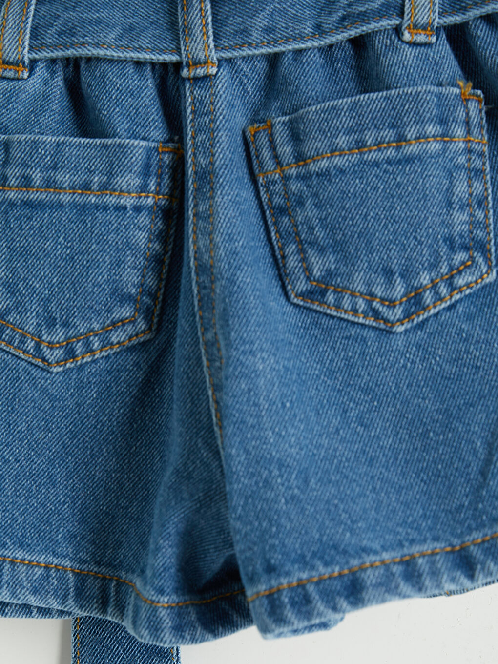 Belted Waist Girls' Jean Shorts-1