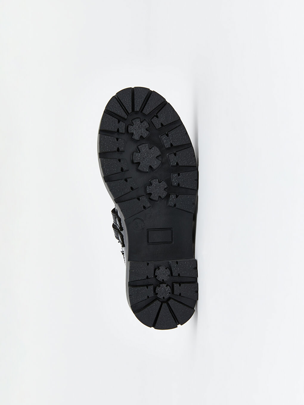 Siyah Deri Görünümlü Kız Çocuk Babet -3