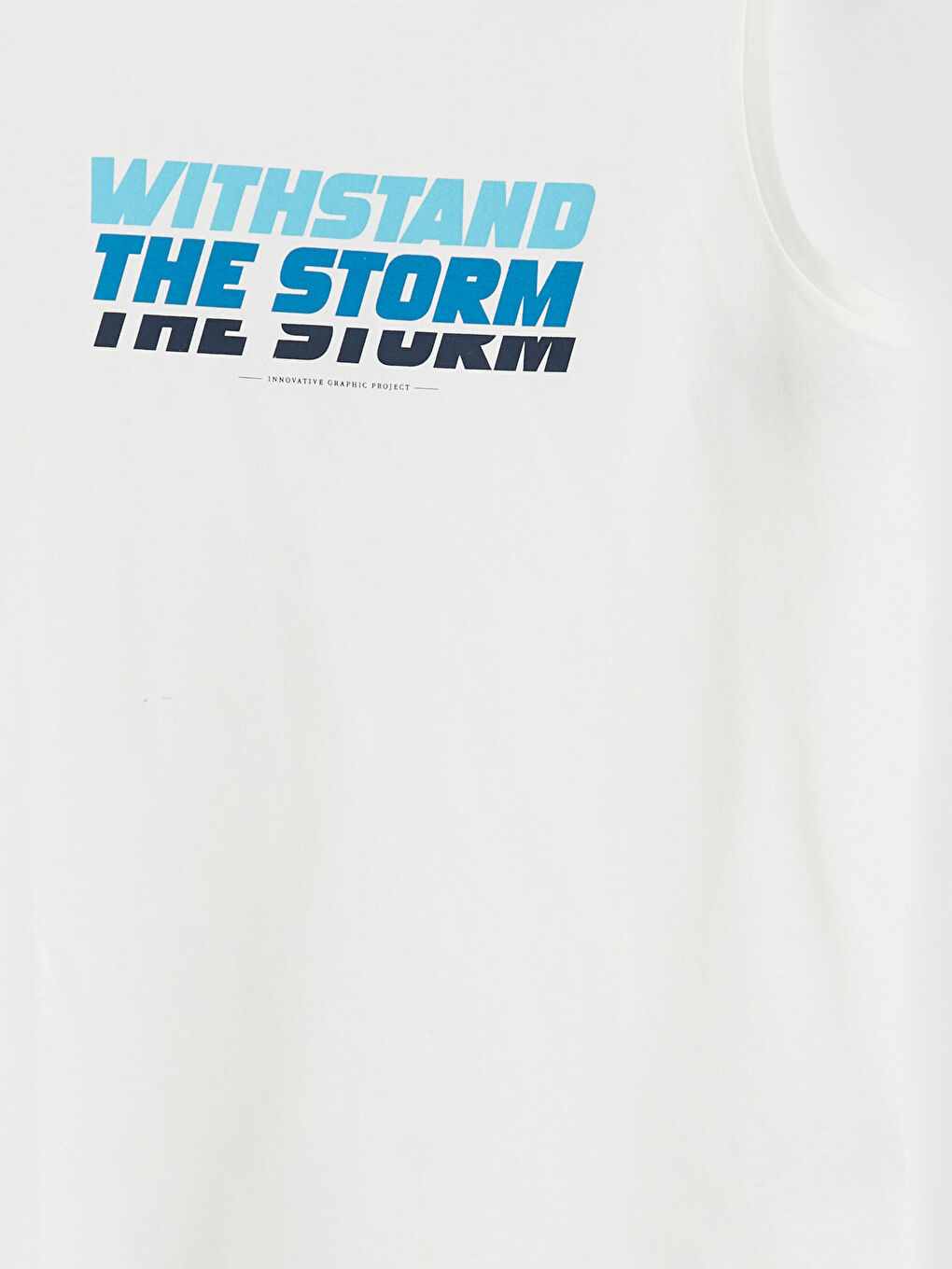 Beyaz Bisiklet Yaka Baskılı Penye Erkek Tişört-5