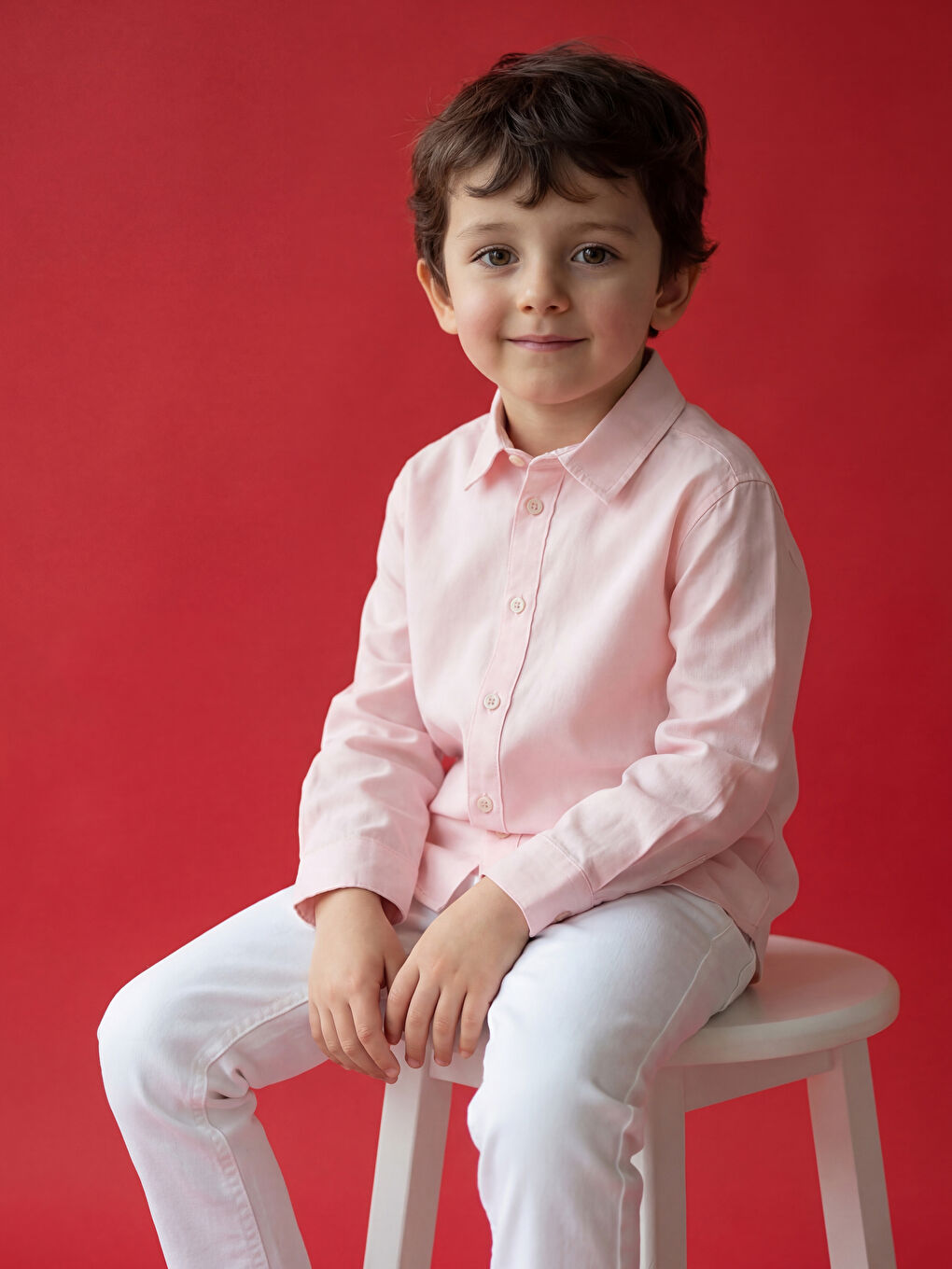 Pembe Erkek Çocuk Uzun Kollu Oxford Gömlek