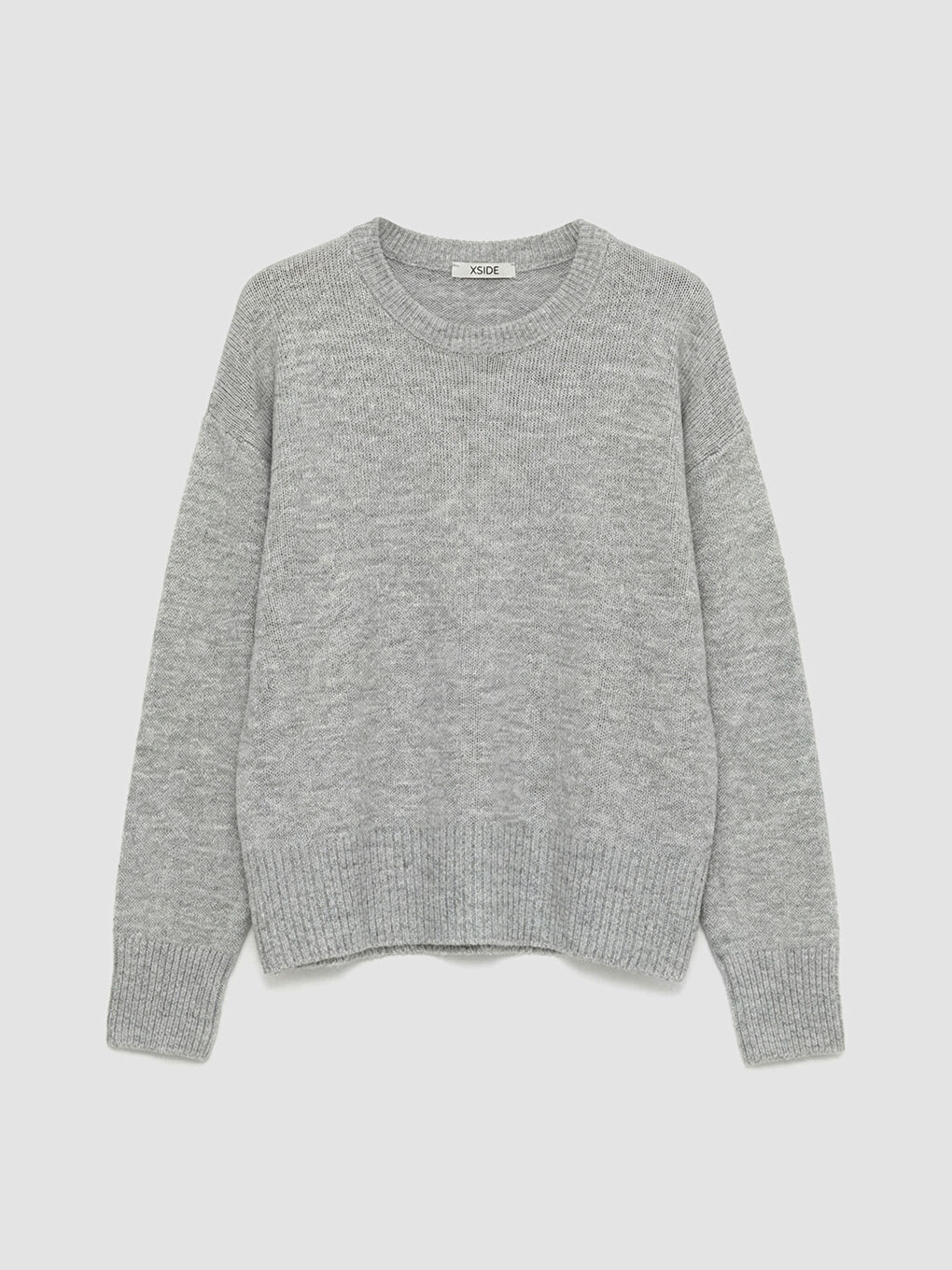 Gri Bisiklet Yaka Kadın Triko Kazak-4