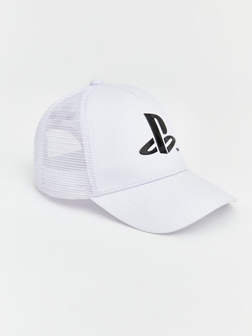 Beyaz PlayStation Baskılı Erkek Çocuk Kep Şapka-1