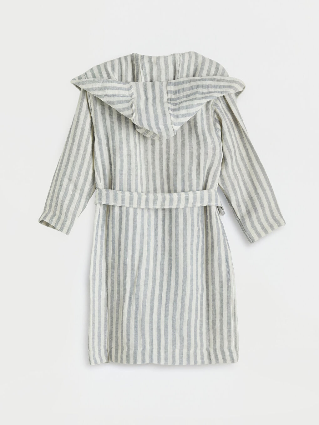 Gri Çizgili Erkek Çocuk Müslin Bornoz-2