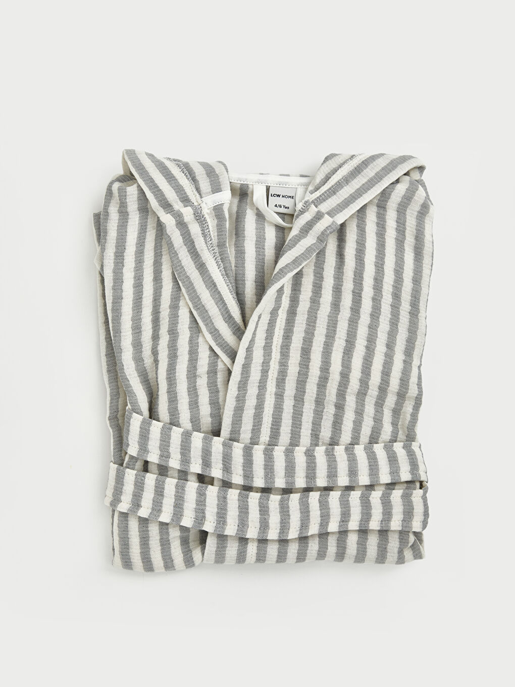 Gri Çizgili Erkek Çocuk Müslin Bornoz-3