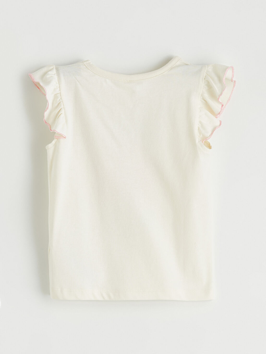 بلوزة بنات بطبعة وياقة دائرية مع كشكشة - عبوة من قطعتين-3