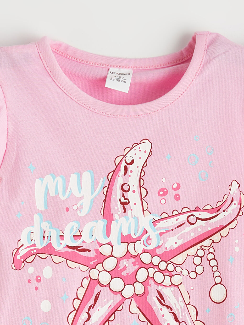 بلوزة بنات بطبعة وياقة دائرية مع كشكشة - عبوة من قطعتين-5