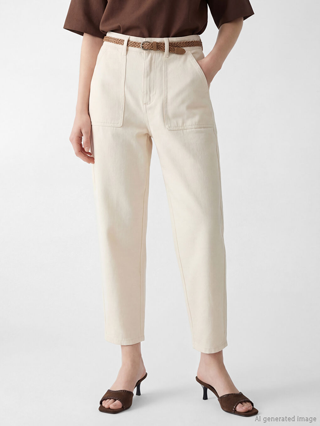 Τζιν Καρότο Fit με Ζώνη για γυναίκες-1