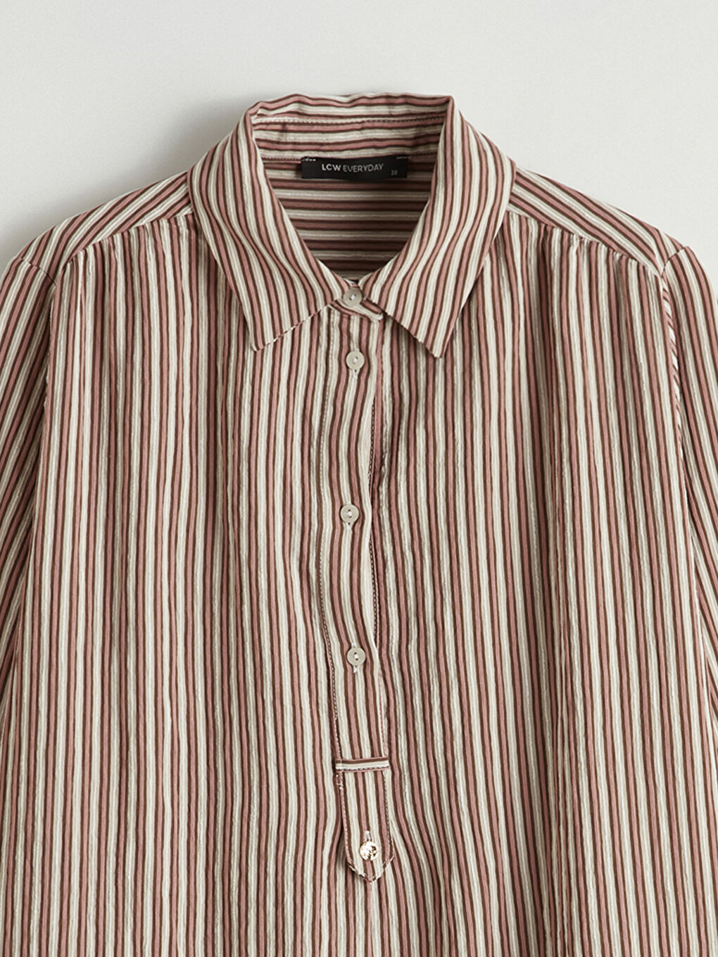 Karışık Çizgili Oversize Kadın Gömlek Tunik-5