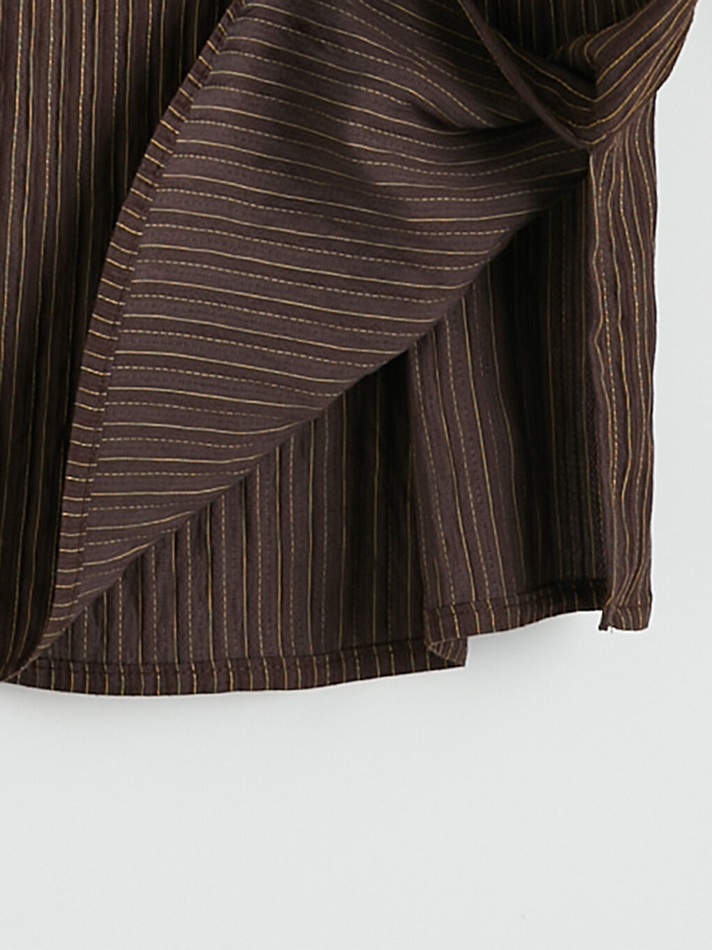 Kahverengi Gömlek Yaka Çizgili Oversize Armürlü Kadın Tunik-2