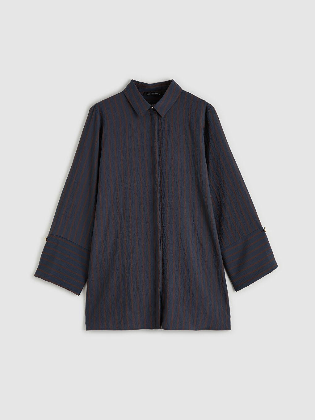 Lacivert Çizgili Kadın Gömlek Tunik