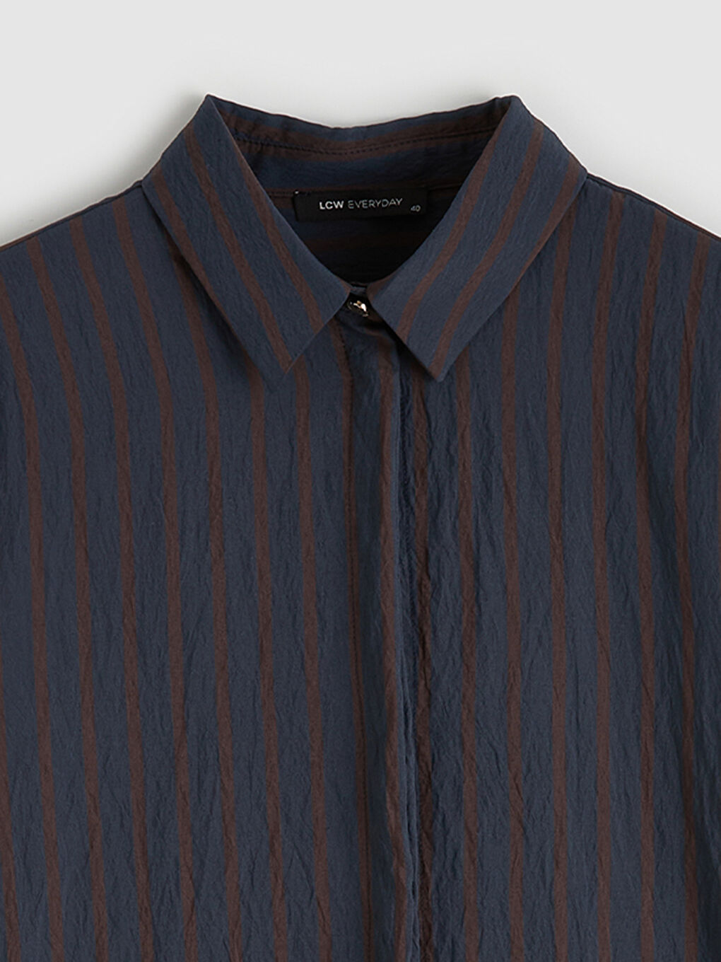 Lacivert Çizgili Kadın Gömlek Tunik-1