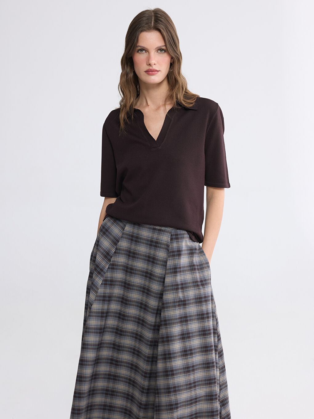 Polo Collar Women's Knitwear Sweater