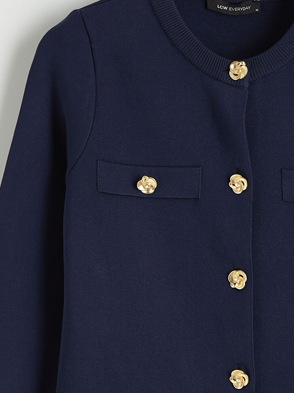 Lacivert Bisiklet Yaka Kadın Triko Hırka-6