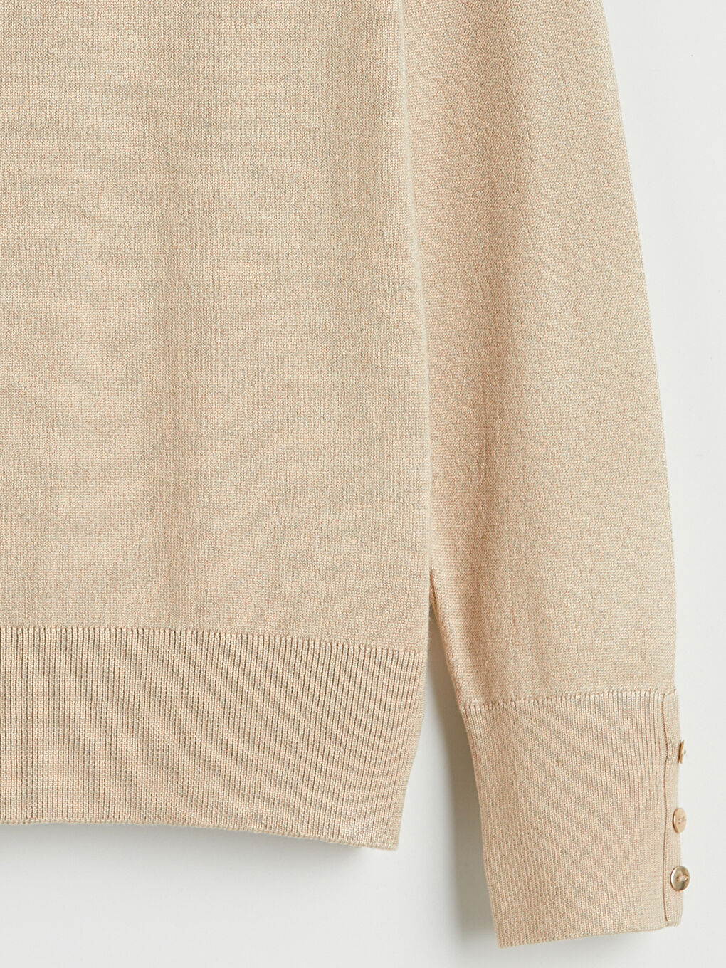 Bej Bisiklet Yaka Kadın Triko Kazak-5