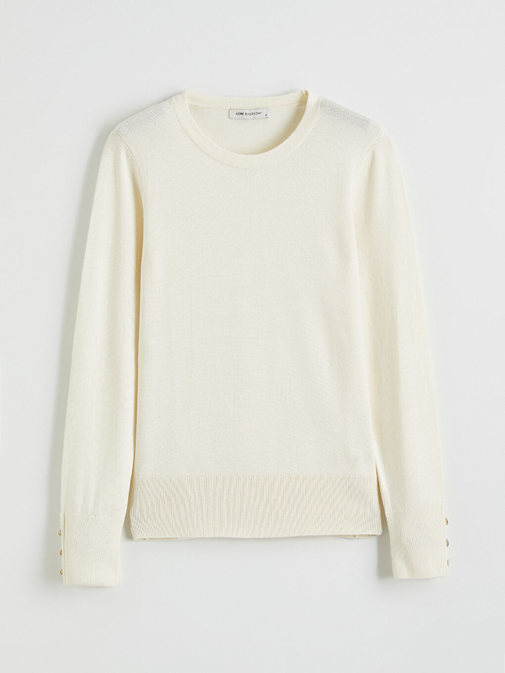 Ekru Bisiklet Yaka Kadın Triko Kazak-4