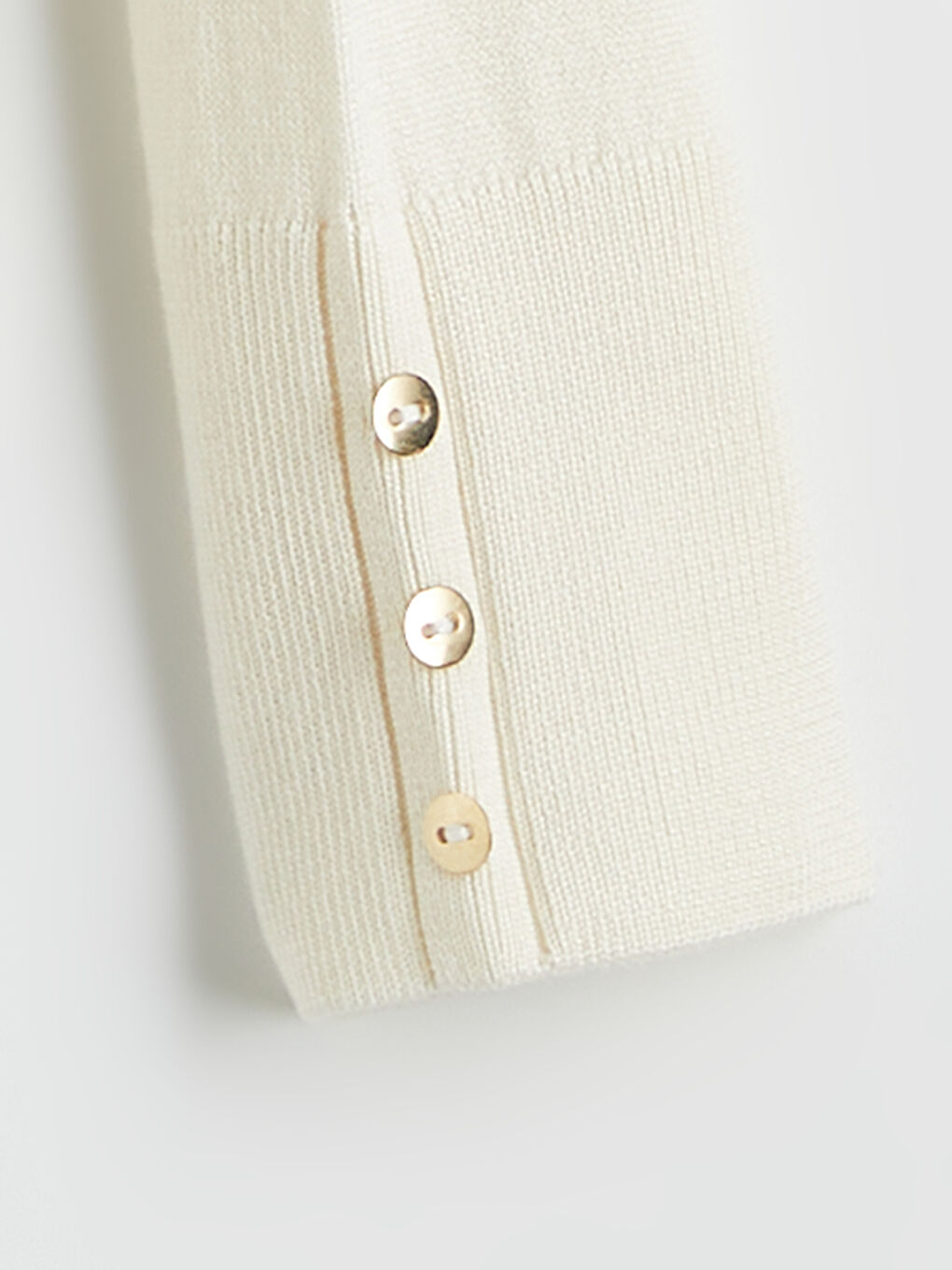 Ekru Bisiklet Yaka Kadın Triko Kazak-5