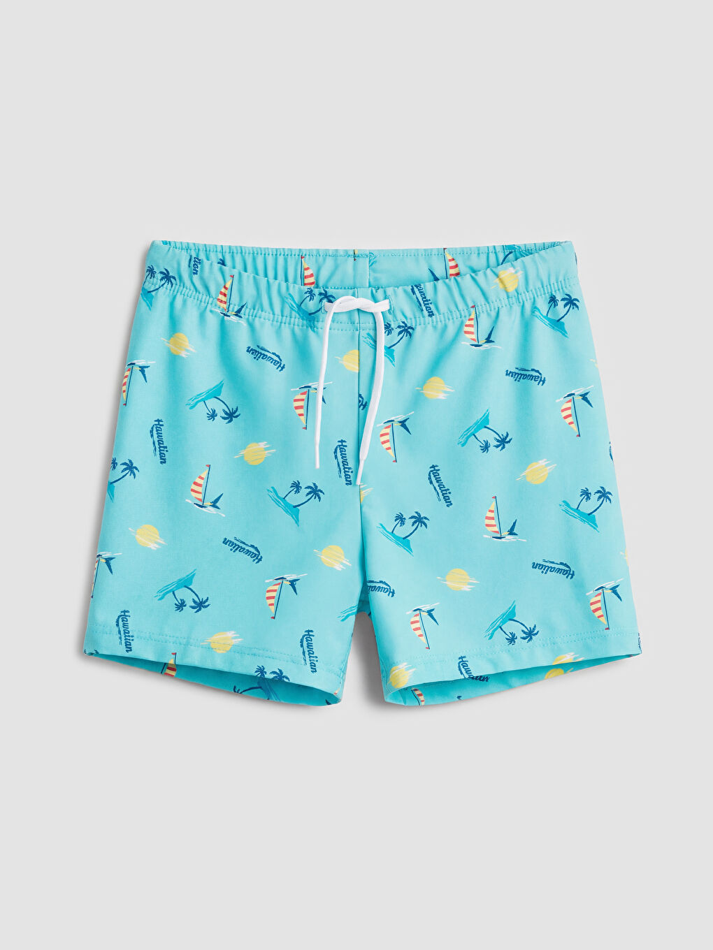 Turkuaz Desenli Erkek Çocuk Deniz Şortu