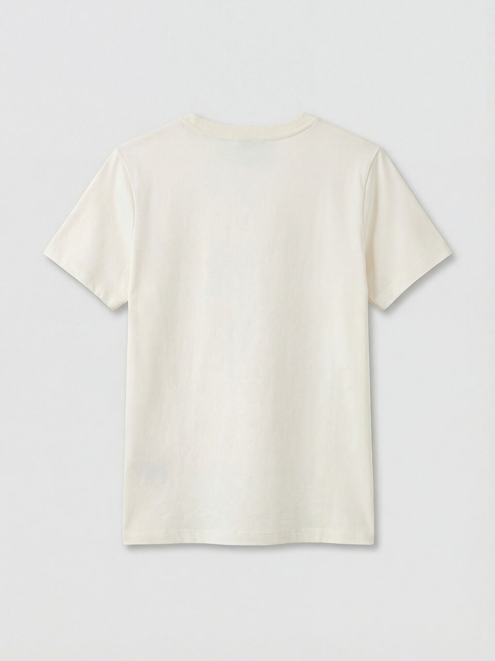 Ekru Bisiklet Yaka Kadın Tişört-1