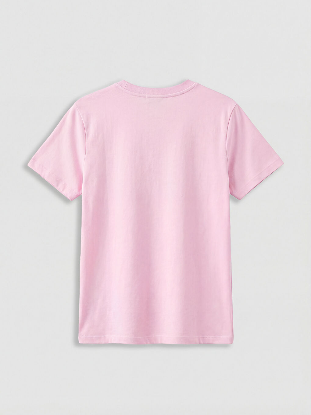 Pembe Bisiklet Yaka Kadın Tişört-5