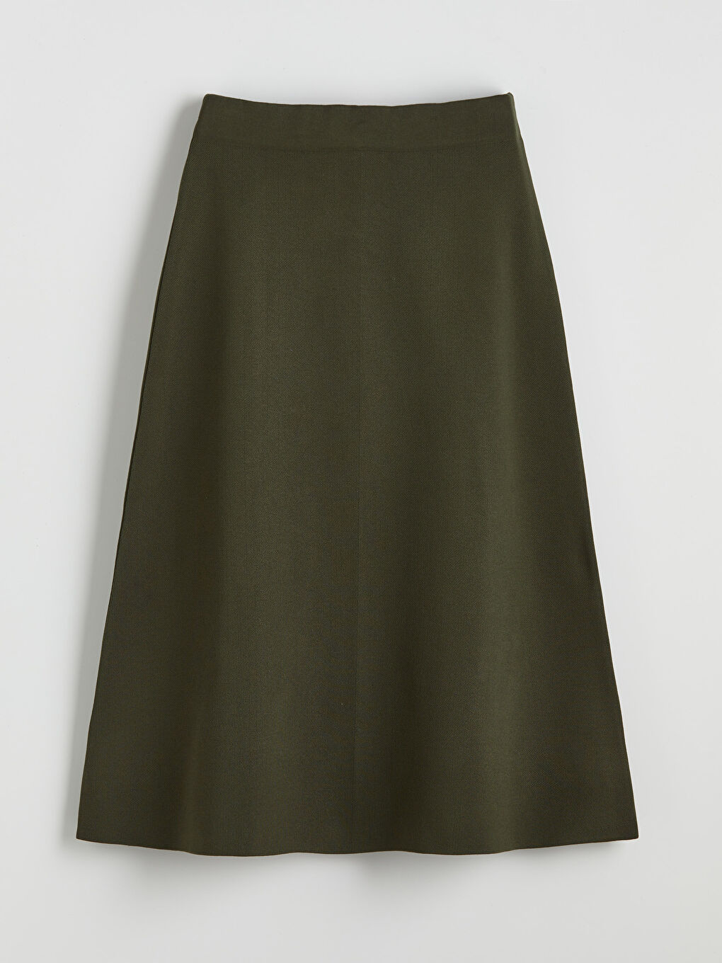 Haki Beli Lastikli Triko Etek-4