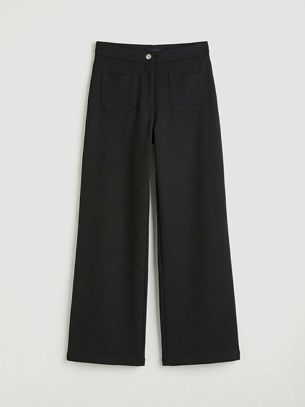 Siyah Standart Fit Geniş Paça Kadın Pantolon-4