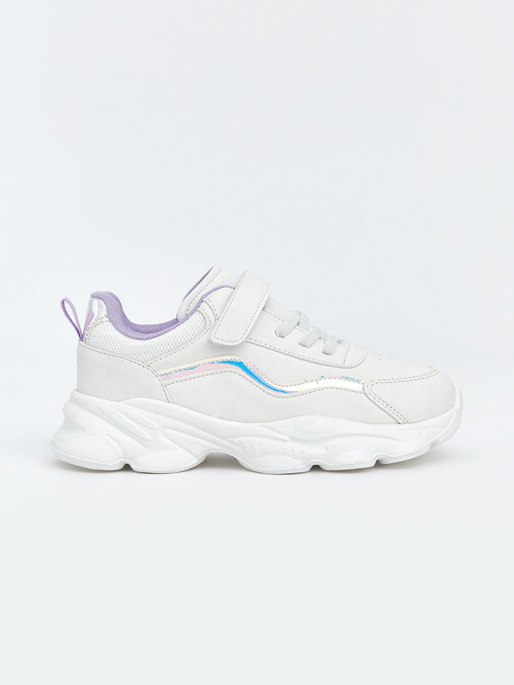 Beyaz Bağcık ve Cırt Cırtlı Kız Çocuk Spor Ayakkabı-1