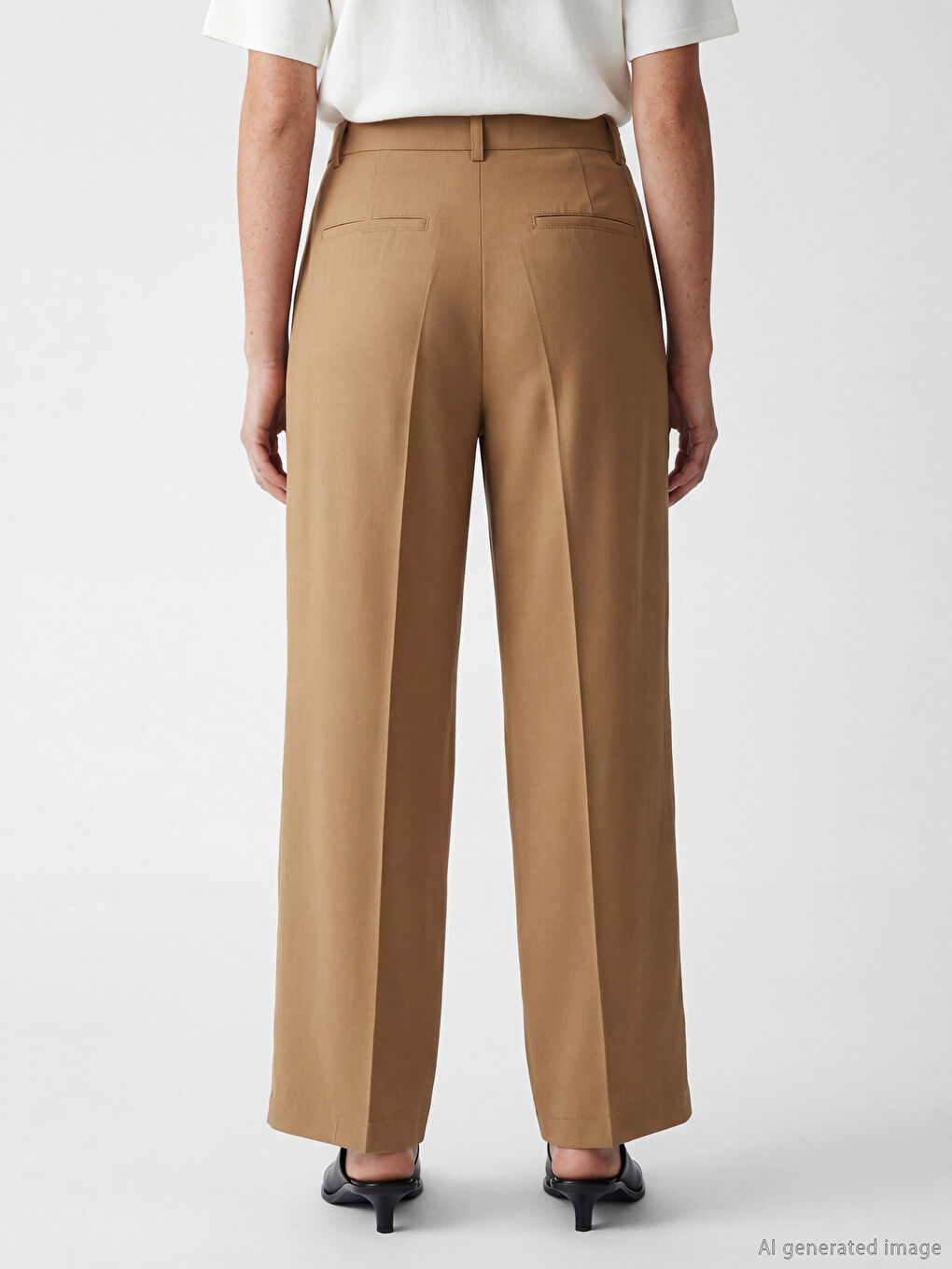 Дамски плисирани панталони с широк крачол и свободна кройка-2