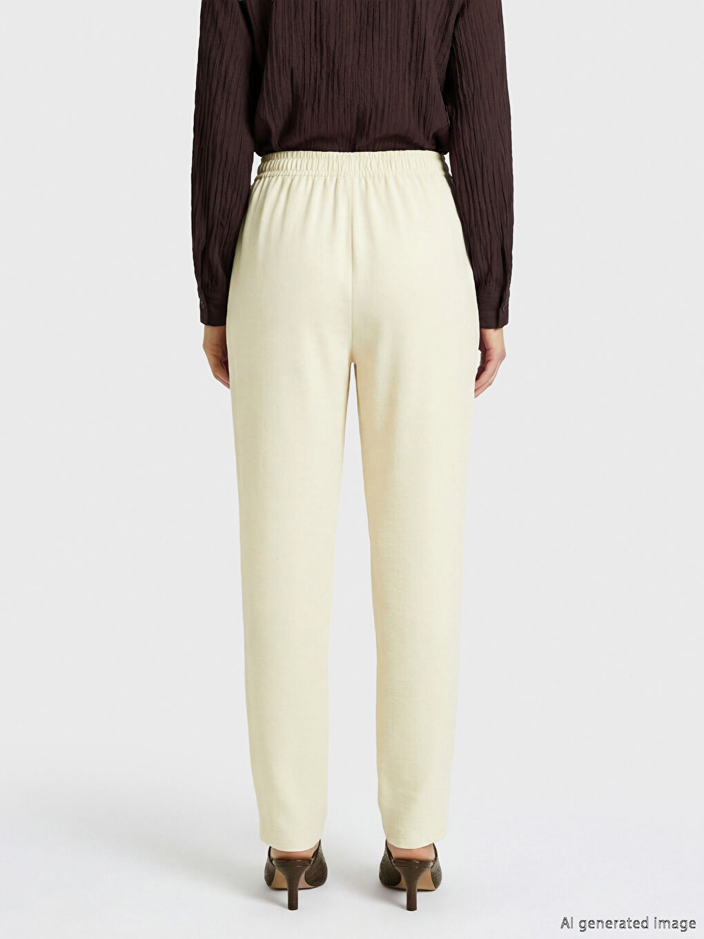 Elastic Waist Textured Women's Trousers-1