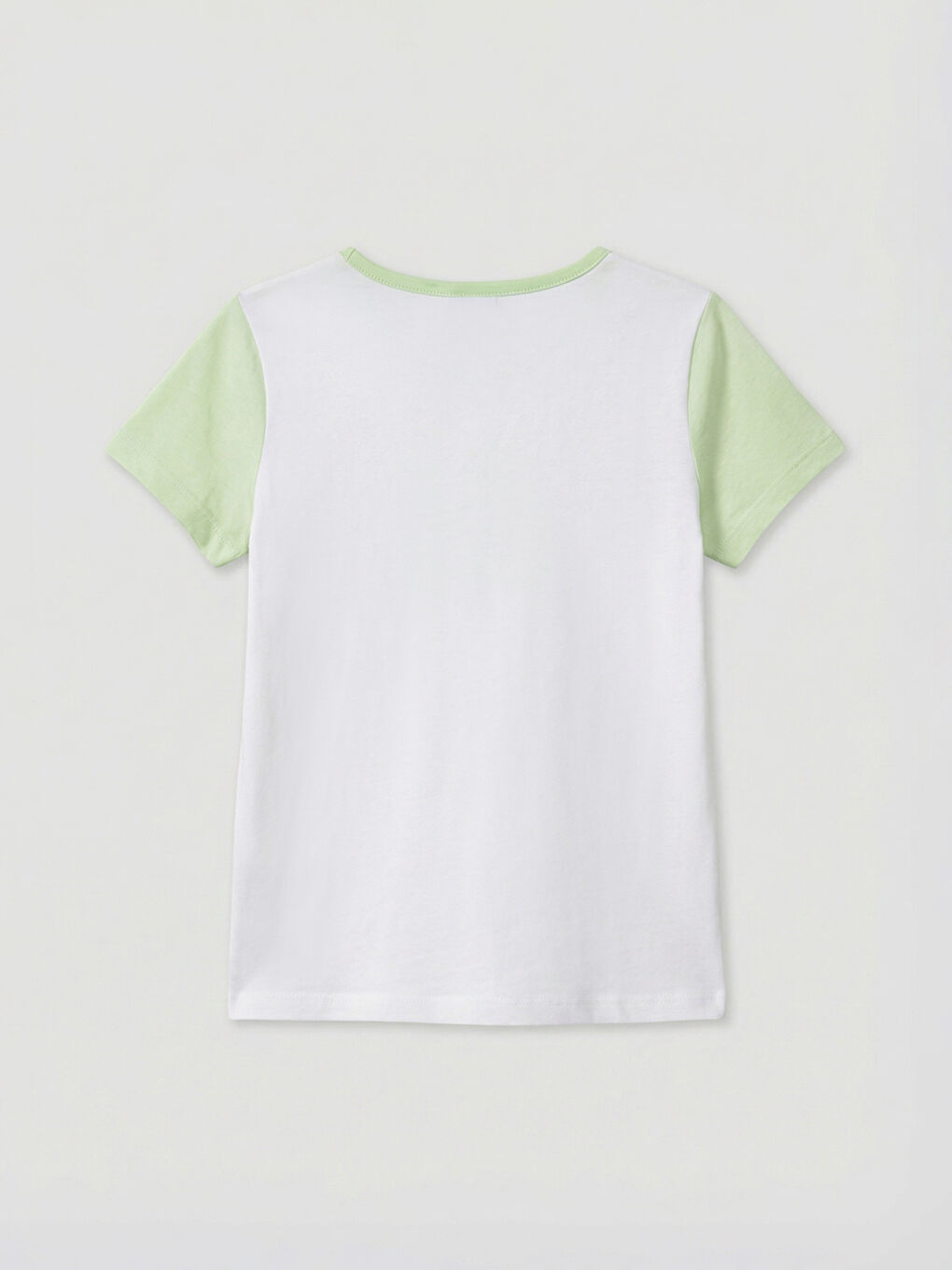 Yeşil Bisiklet Yaka Baskılı Kız Çocuk Tişört-1