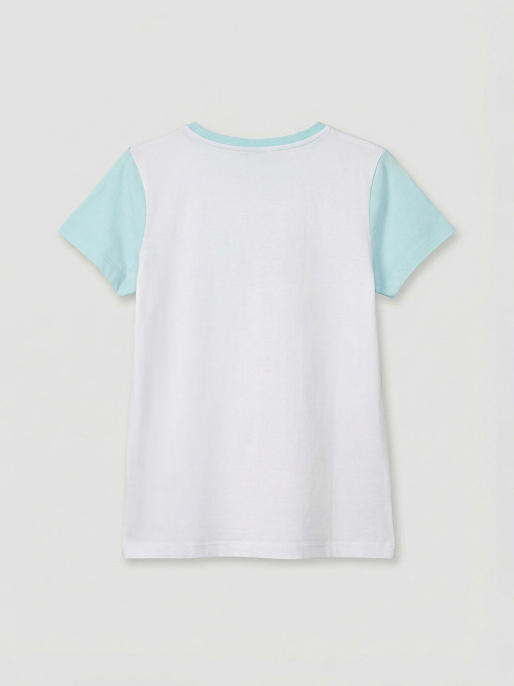 Turkuaz Bisiklet Yaka Baskılı Kız Çocuk Tişört-1