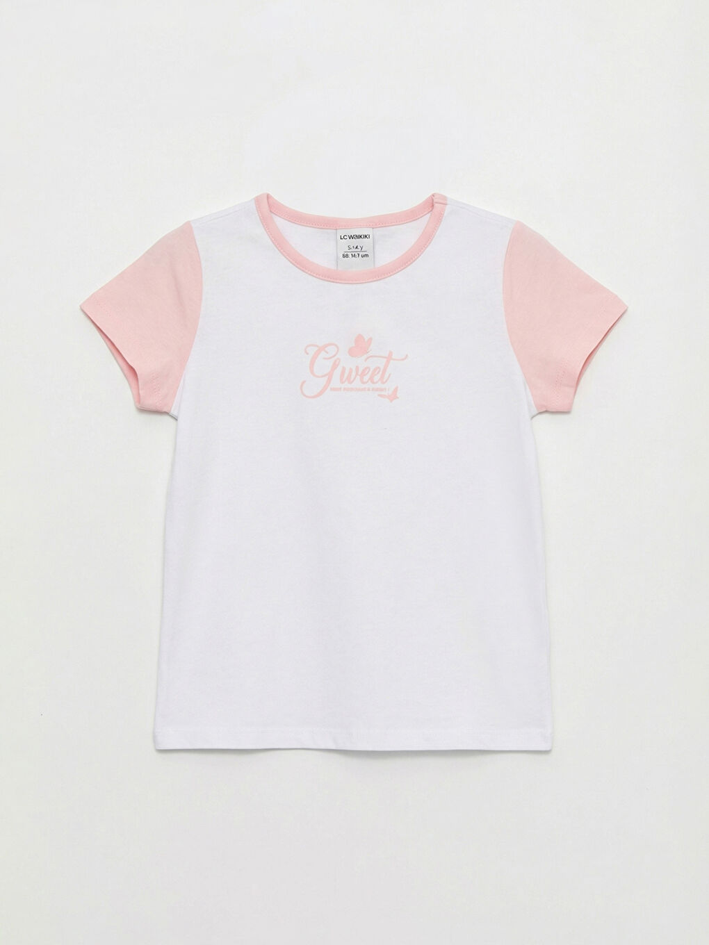 Pembe Bisiklet Yaka Baskılı Kız Çocuk Tişört