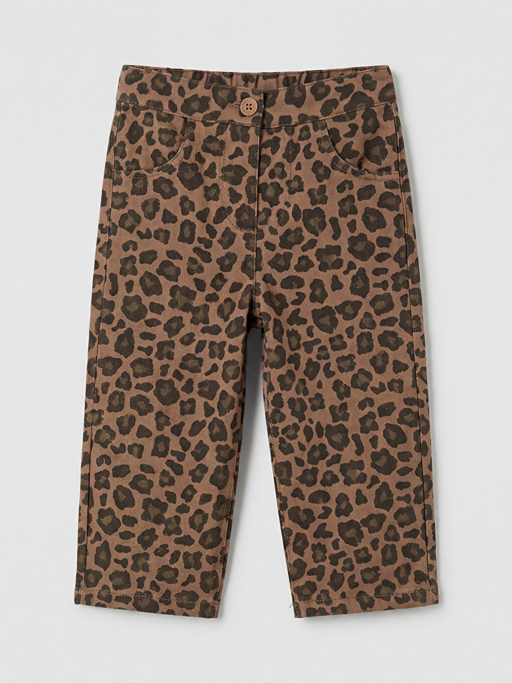 Kahverengi Regular Fit Kız Bebek Gabardin Pantolon