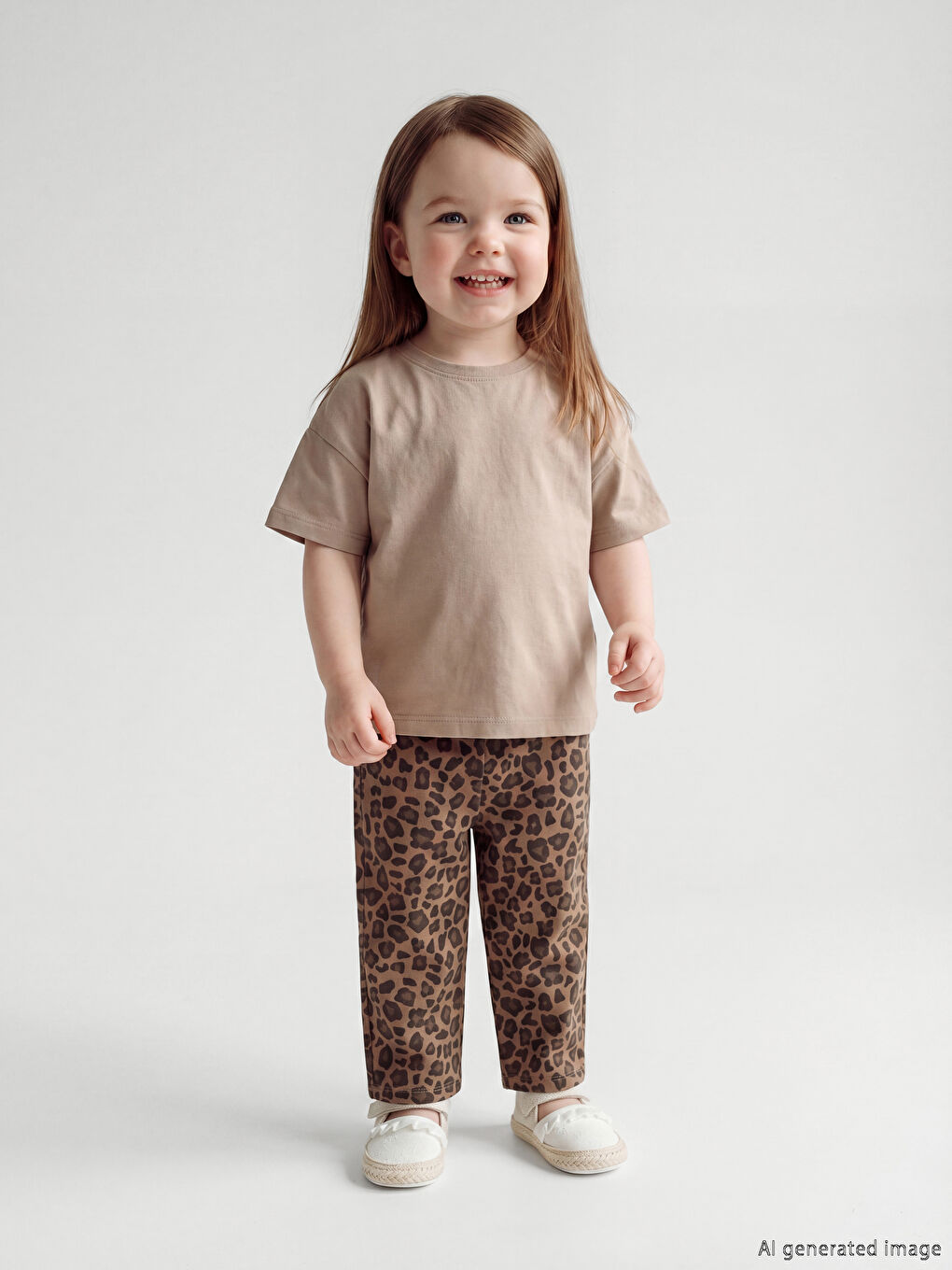 Kahverengi Regular Fit Kız Bebek Gabardin Pantolon