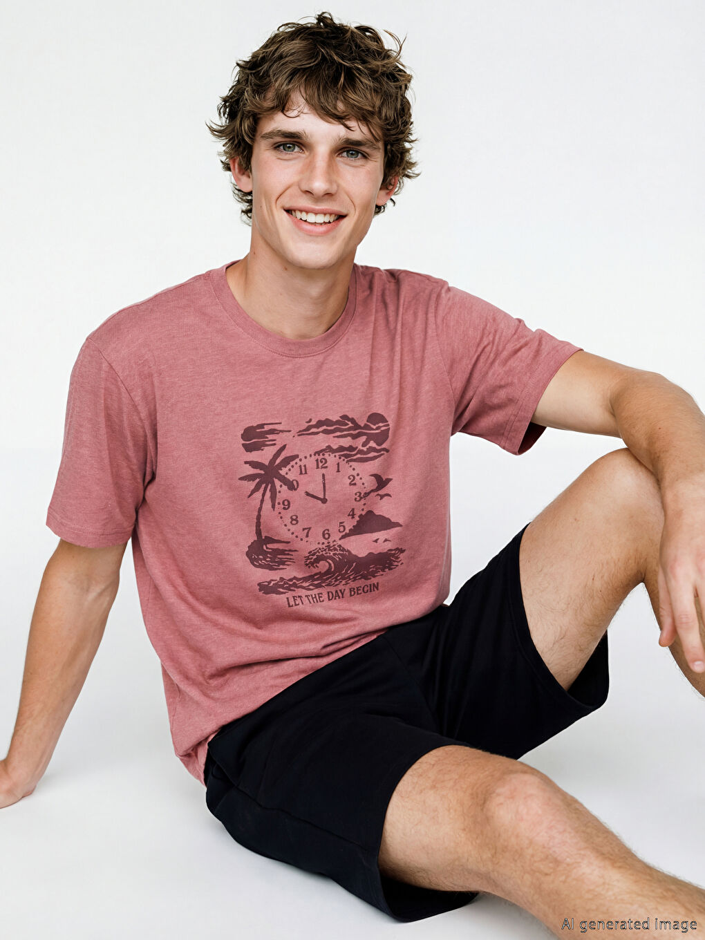 Pembe  Baskılı Erkek Şortlu Pijama Takımı