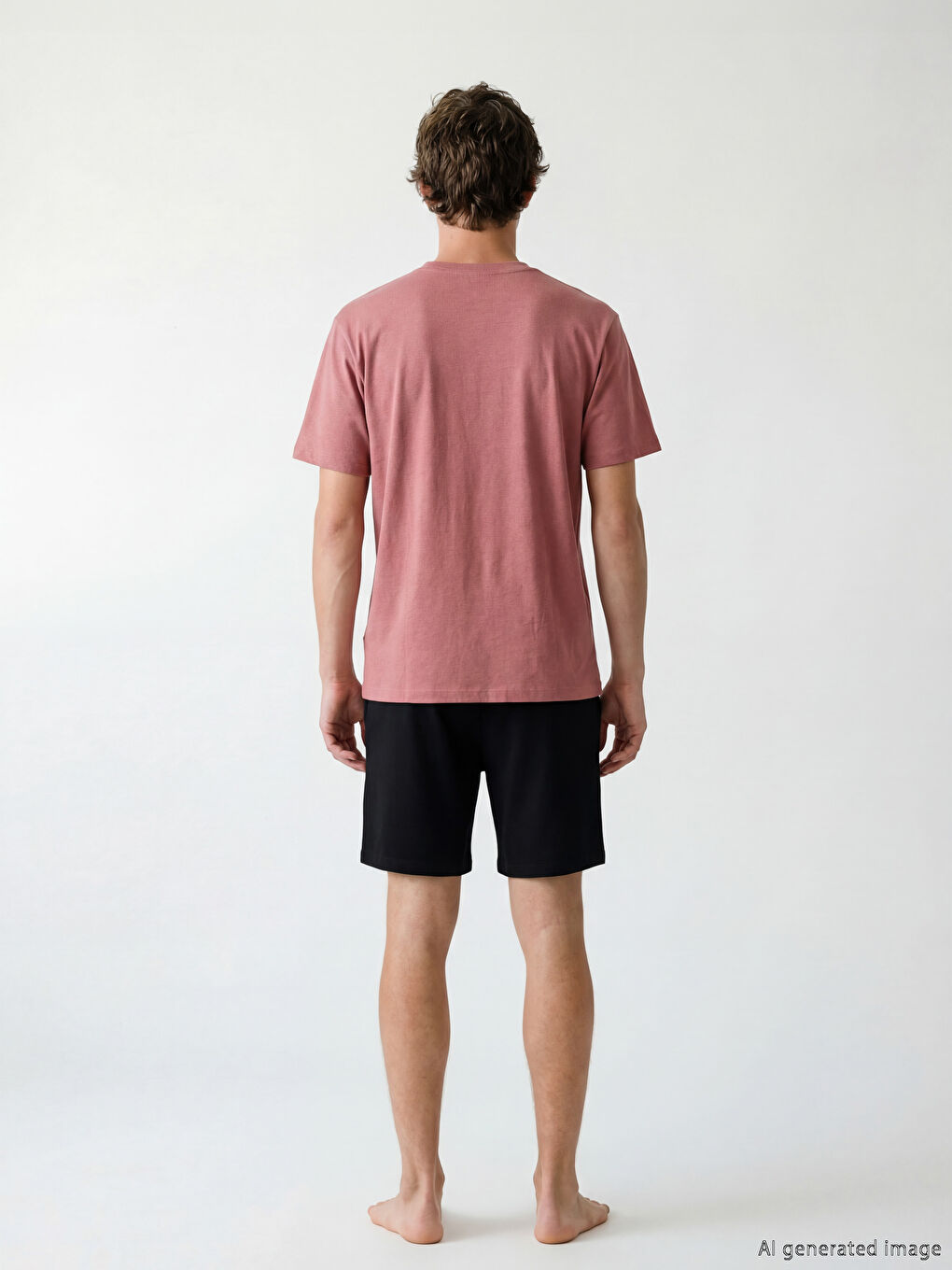Pembe  Baskılı Erkek Şortlu Pijama Takımı-3