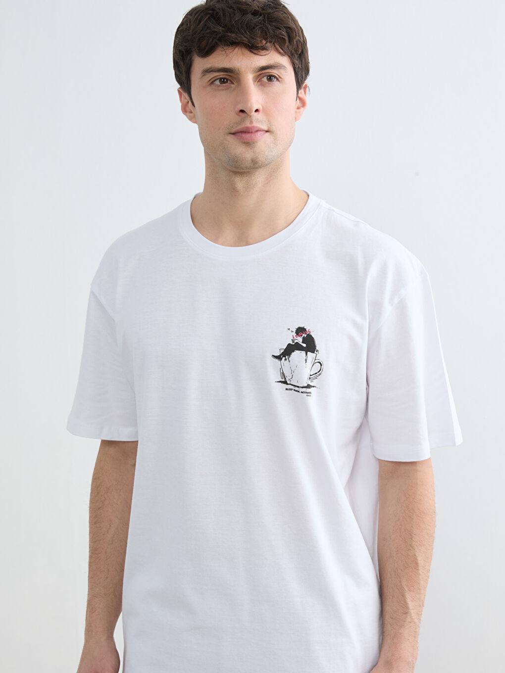 Beyaz Standart Kalıp Erkek Şortlu Pijama Takımı-1