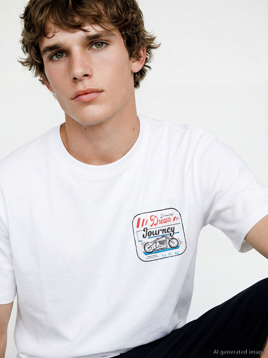 Beyaz Standart Kalıp Baskılı Erkek Pijama Takım-2