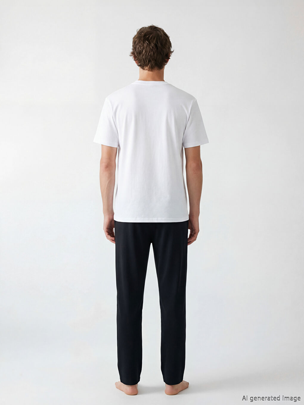 Beyaz Standart Kalıp Baskılı Erkek Pijama Takım-3