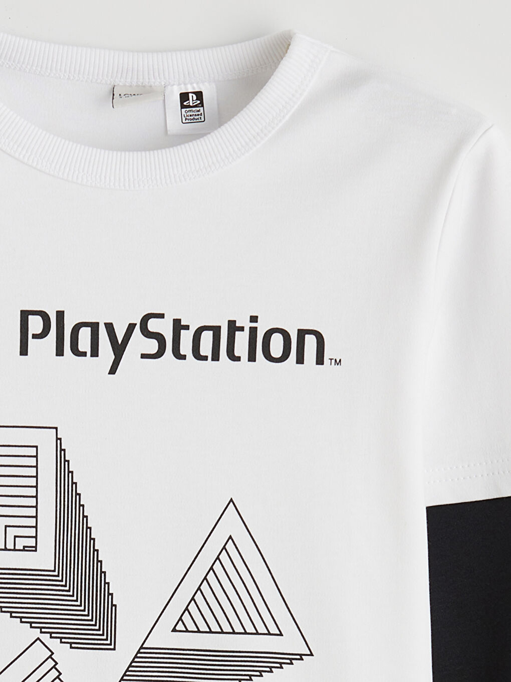 Beyaz Bisiklet Yaka PlayStation Baskılı Erkek Çocuk Tişört-1