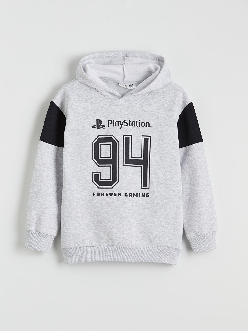Gri Kapüşonlu PlayStation Baskılı Erkek Çocuk Sweatshirt