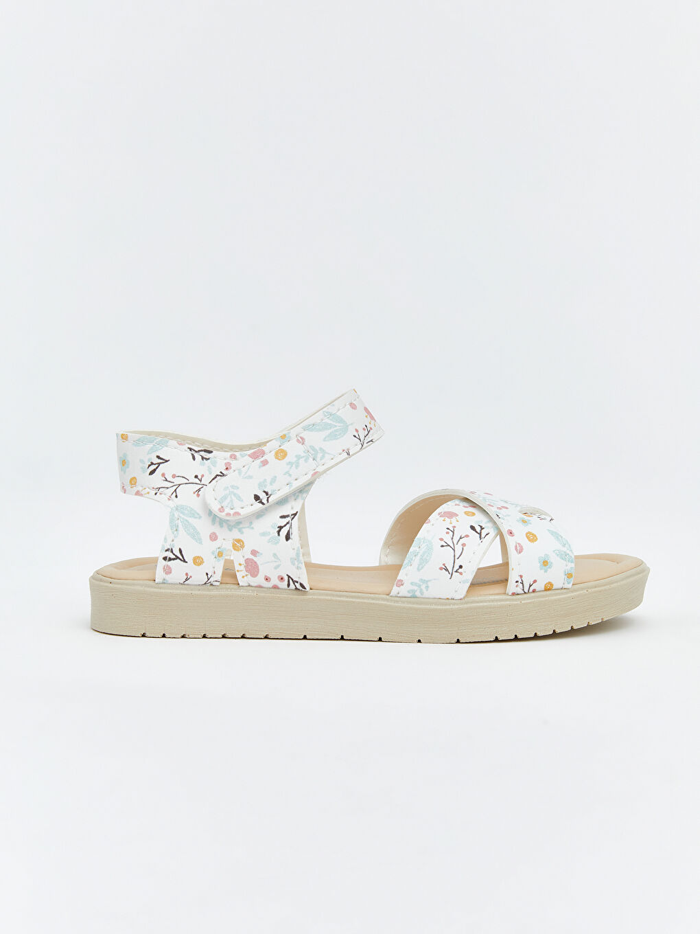 Ekru Çapraz Bantlı Kız Bebek Sandalet -1