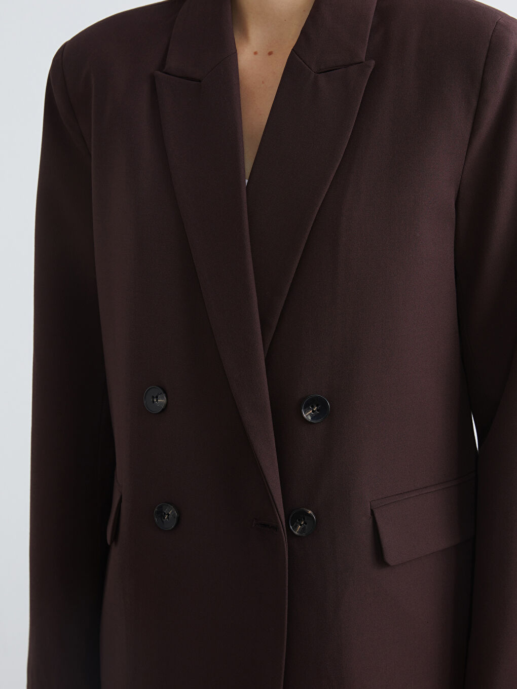 Bordo Kruvaze Yaka Kadın Blazer Ceket-3