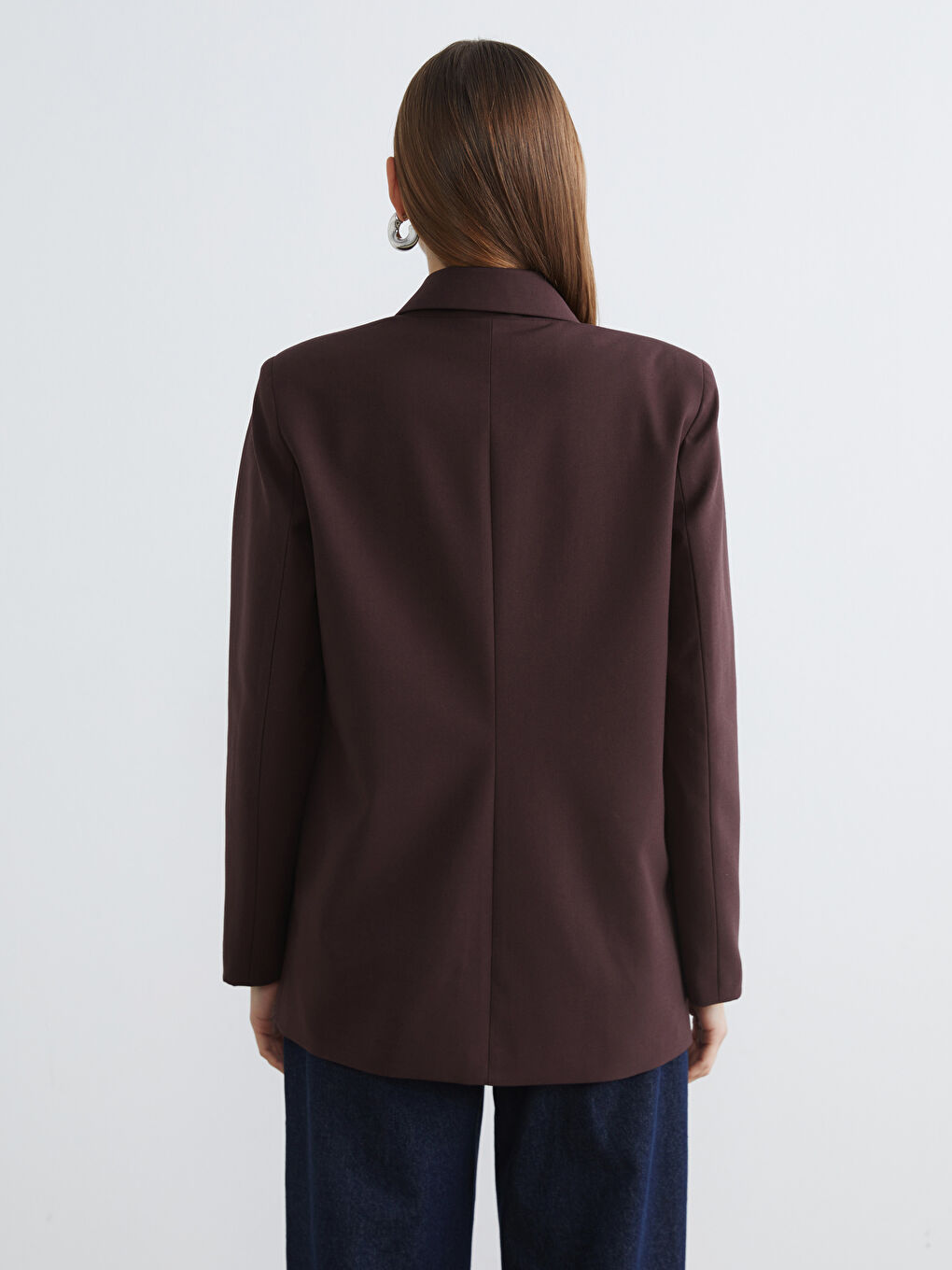 Bordo Kruvaze Yaka Kadın Blazer Ceket-4