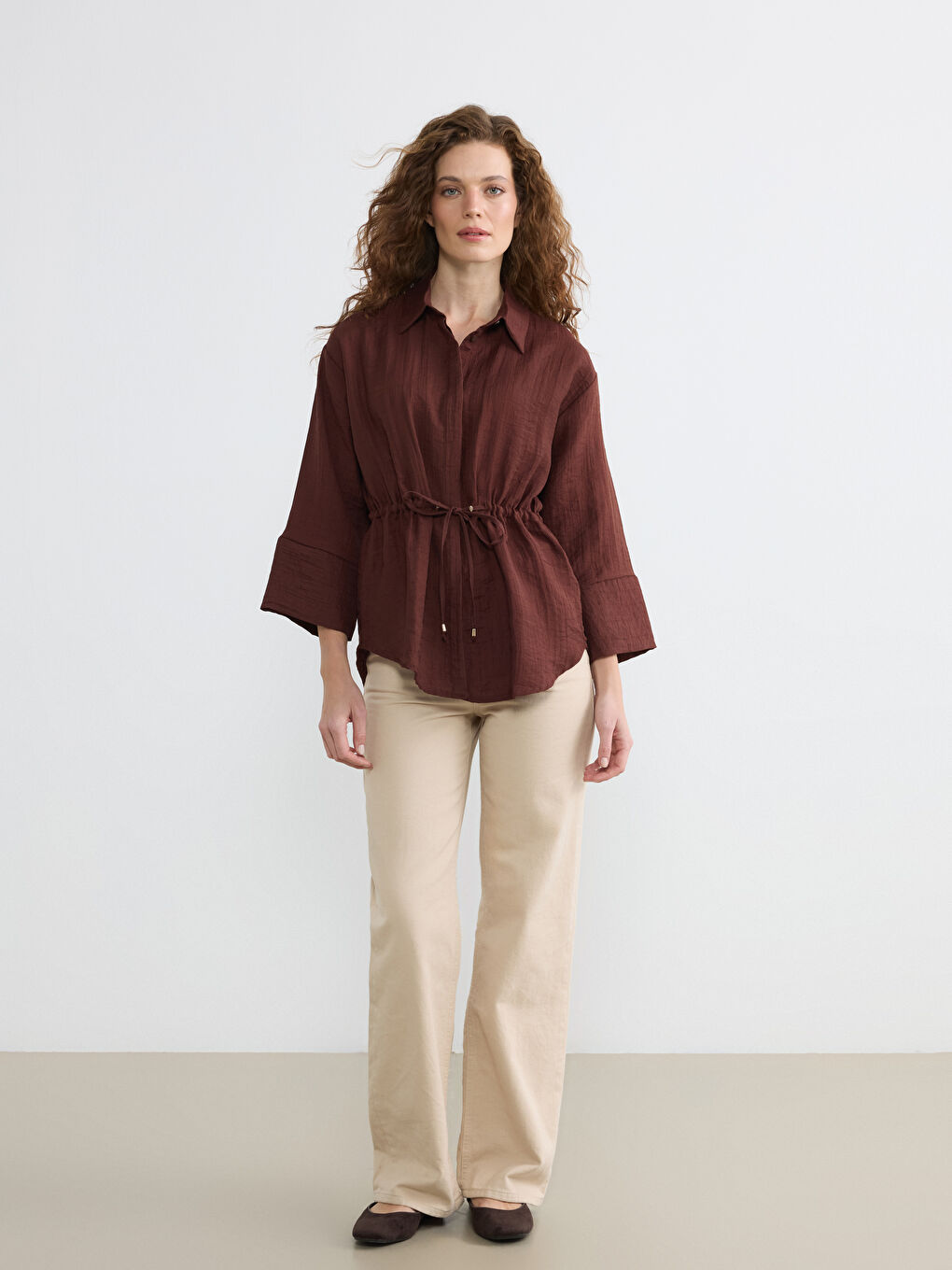 قميص تونيك مزخرف أوفراسايز للنساء-3